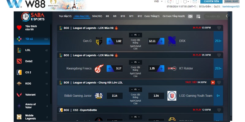 W88 Esports: Sảnh game trực tuyến thu hút nhiều game thủ 3 Cá cược thể thao điện tử W88 được nhiều tay chơi ưa thích và đặt cược