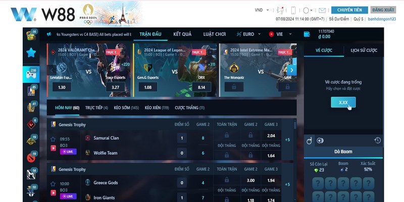 W88 Esports: Sảnh game trực tuyến thu hút nhiều game thủ 6 Nâng cao cơ hội thắng khi cá cược W88 Esports từ việc học hỏi kinh nghiệm